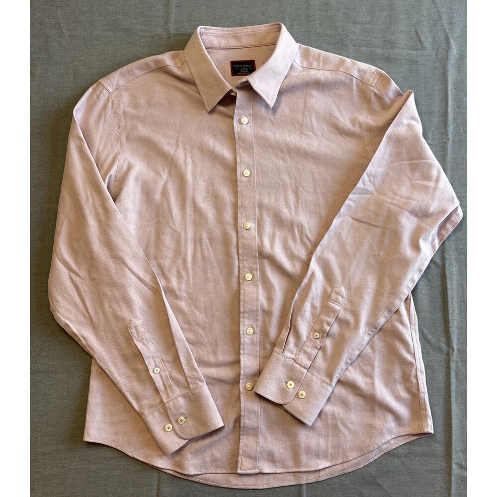 UNTUCKit Shirt Mens Large Veneto Long Sleeve Button Wrinkle Free 100 Cotton Pink